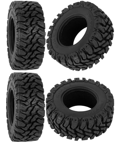 RcarmubWow RC 1.2in Beadlock Tires 62 * 24mm for 1/18 Trx4m,1/24 SCX24 FCX24 RC Crawler Car,1.2in Tires Soft Sticky Rubber Tires,4PCS(Style B)