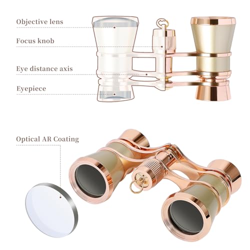 Binoculares Opera Glasses 3X25 Mini con Cadena miniatura 3