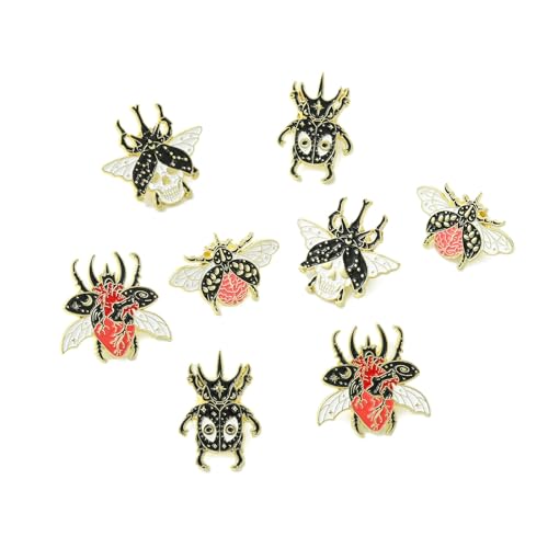 Image of UR URLIFEHALL 8Pcs Beetle Enamel Pin Badges Set Cartoon Insect Brooch Lapel Pins for Backpack Bags Clothing Jackets Jeans Hats DIY Crafts