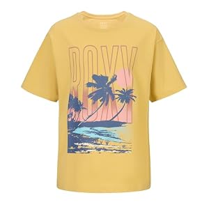 Roxy Girls Short Sleeve Oversized Fit Logo Tee, Crew Neck Graphic T-Shirt, Soft & Comfortable