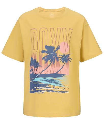 Image of Roxy Girls' Short Sleeve Oversized Fit Logo Tee, Crew Neck Graphic T-Shirt, Soft & Comfortable
