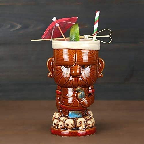 Luomi Tiki glasses for cocktails,Tiki Mugs Tiki Drinkware Ceramic Hawaiian-Cute Exotic Cocktail Glasses Tiki Bar Professional Hawaiian Party Barware (400ml)
