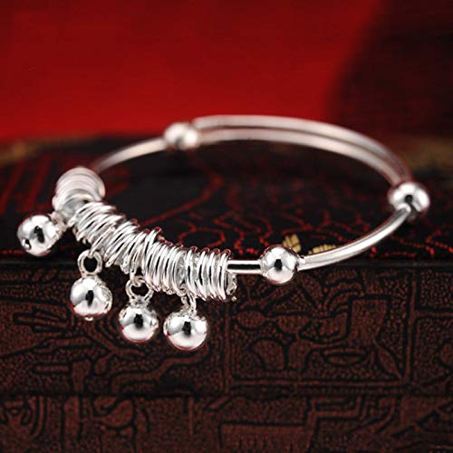 Ink2055 Infant Baby Silver Plated Adjustable Bell Bangle Hand Foot Bracelet Jewelry Gift,Bracelets For Women Teen Girls Gift - Silver #TOP6