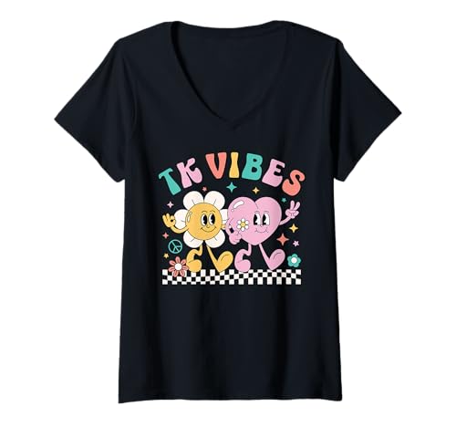 Womens TK Vibes Back to School TK Kid Girl TK Team TK Teacher Women V-Neck T-Shirt