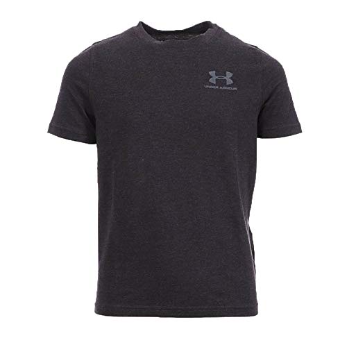 Image of Under Armour EU Cotton Short Sleeve Short-sleeve Shirt, Kids Grey, Black Medium Heather / / Steel (002), YLG