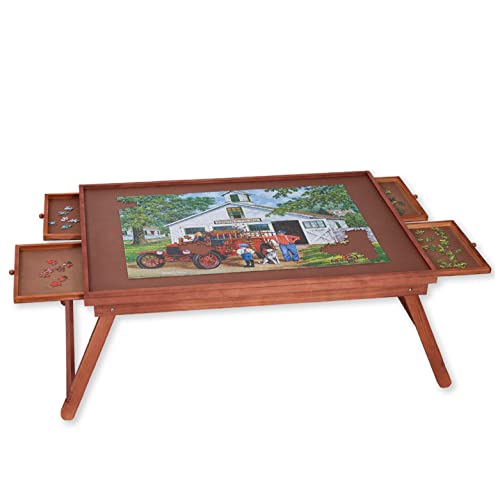Bits and Pieces - Jumbo Puzzle Plateau Lounger with Cover, Legs, and Storage Drawers - 1500 pc Puzzle Accessories - Portable Puzzle Table - 25Â½â€x 34Â½â€