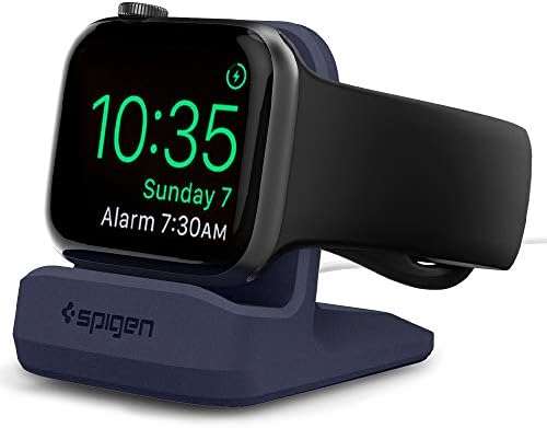 - Spigen S350 Smartwatch Charger Stand for Apple Watch Ultra 3/2/1, Series 11/10 46/42mm, 9/8/7 45/41mm, SE3/SE2/SE/6/5/4 44/40mm, Charging Dock with Nighstand Mode, Non- Slip Base - Midnight Blue
