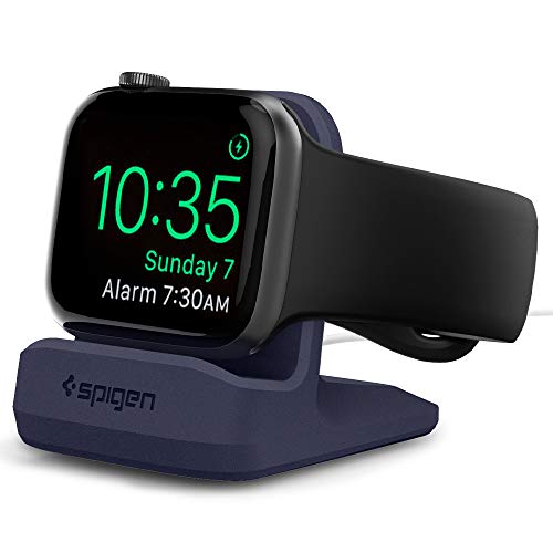 Spigen S350 Smartwatch Charger Stand for Apple Watch Ultra 3/2/1, Series 11/10 46/42mm, 9/8/7 45/41mm, SE3/SE2/SE/6/5/4 44/40mm, Charging Dock with Nighstand Mode, Non- Slip Base - Midnight Blue