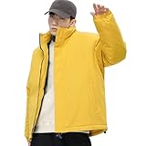 [KAPE1] 中綿ジャケット ダウンジャケット ダウンコート アウター 服 外套 ジャンパー 厚手 ボリューム 撥水 黄色 防風 保温 防寒 動きやすい 柔らかい カジュアル ストリート 立ち襟 冬物 冬服 オシャレ M 男性 秋 冬 秋冬 メンズ