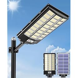 JAYNLT Y-8600W Solar Street Lights Outdoor, 6500K Commercial Parking Lot Light, Dusk to Dawn Solar Security Flood Lights Motion Sensor for Basketball Court, Road, Yard