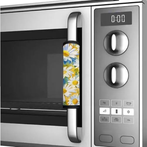 Image of Fridge Door Handle Covers Set of 6 Kitchen Electrical Appliance Decor Handles Anti-Skid Anti-Static Protector Keep Off Smudges, Stains, Fingerprints, Liquids, Daisy Yellow