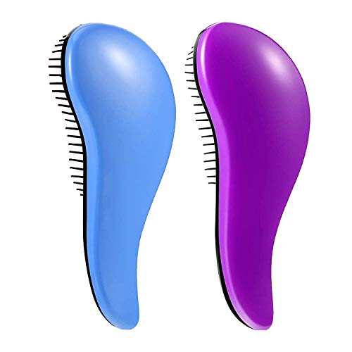 WYNK Detangling Brush 2-Pack for Adults & Kids - Green & Pink Hairbrush for Wet/Curly/Thick Hair, Gentle Knot Remover with Scalp Massage