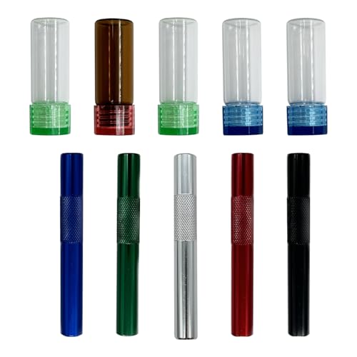 Portable Set of Glass Storage Bottles and Metal Straws for Outdoor Travel, Mixed Colors 10 PCS