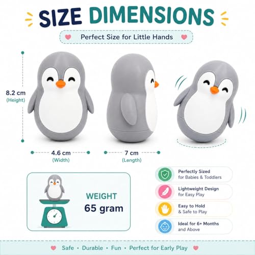 Image of Penguin Roly-Poly Toy, Tumble, Wobble, and Come Right Back (Gray and White) (Gray and White)