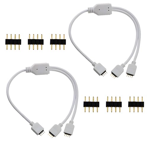 CESFONJER LED Strip Connector Y Splitter, 4 broches 1 à 2 ports LED RGB Splitter pour RGB5050 RGB3528 rgb2835 bande lumière avec free 6pcs 4pin Connector...