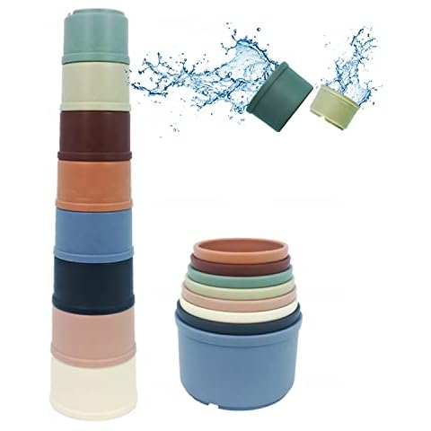 Adalex Global Baby Stacking Cups Plastic Cups Toddler Bath Toys Stack Cup Baby Toy Activity Nesting Cup 8 Set Cover