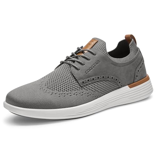 Coostar Mens Casual Shoes Lightweight Dress Sneakers Business Oxfords Breeze Walking Tennis Shoe Grey Size 11