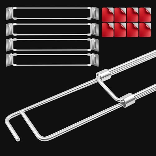 RV Refrigerator Tension Rods 4 Pcs RV Fridge Bars Adjustable 14-25.6 RV Refrigerator Bars Fridge Accessories Stainless Steel Shelf Tension Rods for Camper Cabinets Refrigerator Kitchen Bookshelf
