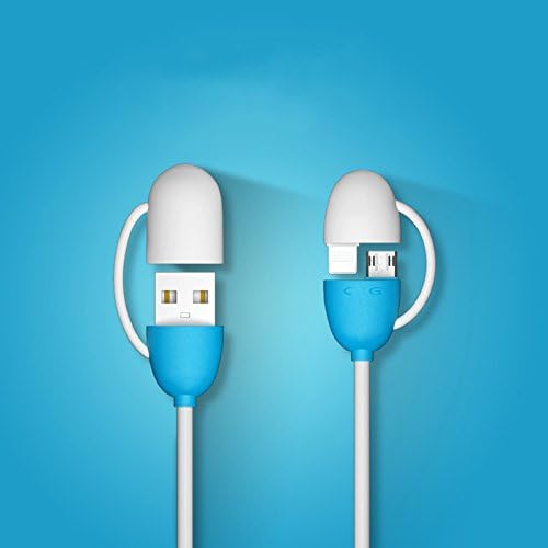 Multifunctional Keyring Data Cable, Charging Cable, OTG Cable, USB 2.0 for iPhone and Android Phone (Blue Cable)