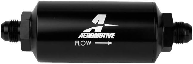 Aeromotive 12345 In-Line Filter (- AN-6 Male 10 Micron Microglass Element Bright Dip Black Finish)
