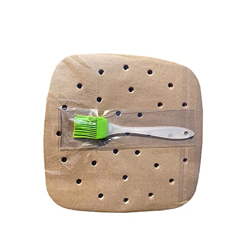 100pcs Papel 8 pulgadas absorbente desechable para freidora, cepillo de silicona Cover