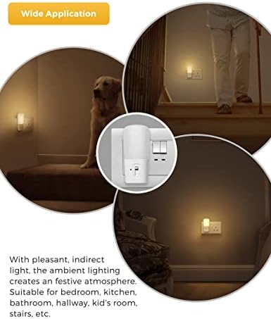 Plug in Night Light, LOHAS Dimmable Night Lights, Dusk to Dawn, Brightness Adjustable, Kids/Baby/Children Night Light Plug in Wall for Hallway, Stairs, Bedroom (Warm White, 4 Pack)