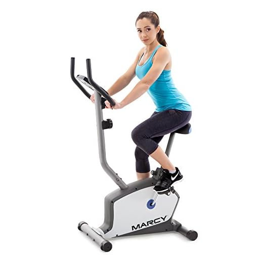 Marcy Upright Exercise Bike with Adjustable Seat and 8 Magnetic Resistance Preset Levels NS-1201U,Black/Grey/Silver