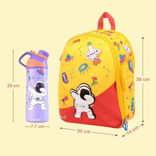Image of rabitat Smash School Bag - 22Litres | Durable Backpack for Kids (4+ Years) | Comfortable Cushioned Back Support | Anti-Sweat Shoulder Straps | Water-Resistant | Bottle Pocket | 2-Year Brand Warranty