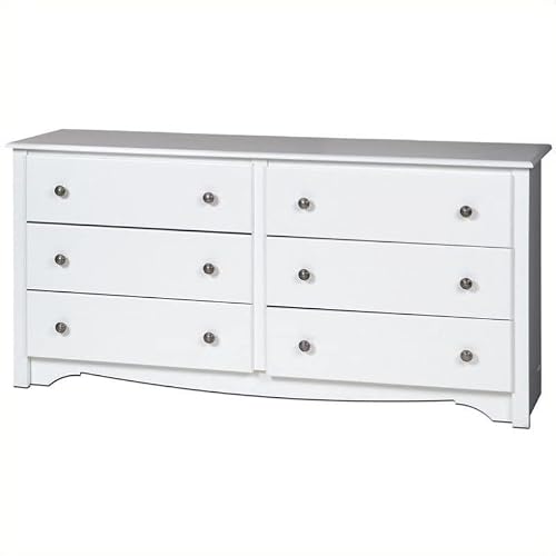 Hawthorne Collections Contemporary 60" Wide 6 Drawer Double Dresser In White #TOP5