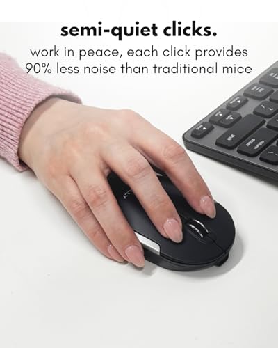 Image of Macally Wireless Bluetooth Mouse for Mac, MacBook Pro /Air, iPad, Laptop, and PC - Quiet Click and Comfortable Apple Wireless Mouse - Rechargeable - Space Gray