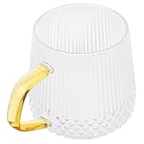 DECHOUS Taza de Vidrio con Asa Amarilla Vaso de Cristal Vintage Capa Resistente a Altas Temperaturas 350 Ml Adecuado para Café Leche y Bebidas Calientes Casa