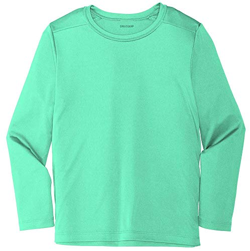 DRIEQUIP Youth UPF 50 UV Sun Protection Performance Long Sleeve T-Shirt-Youth-XS-BrightSeafoam