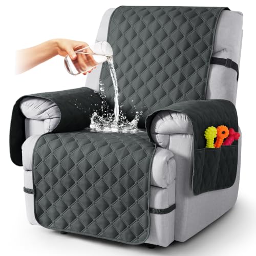 Image of TAOCOCO 100% Waterproof Recliner Chair Covers Reversible 22 inch, Dark Gray