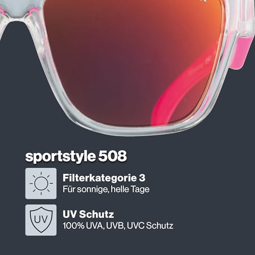 uvex sportstyle 508 - Sportbrille für Kinder - 100% UVA-, B, C Schutz - inkl. Kopfband - clear pink/red - one size