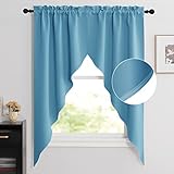 NICETOWN Blackout Home Decor Pole Pocket Kitchen Tier Curtains- Tailored Scalloped Valance/Swags for...