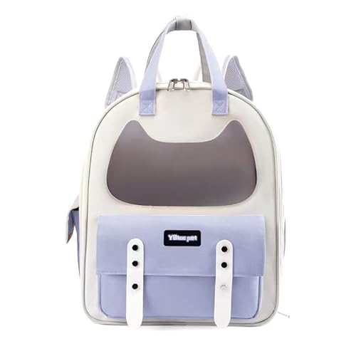 Mochila Dobrável Acolchoada para Carregar Gatos, Respirável (Azul)
