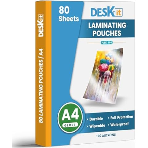 Deskit A4 Laminating Pouches, Glossy Finish Cover
