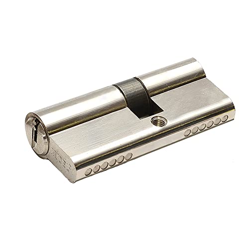 MICEL, 13102, Safety Cylinder, European Profile, with Short cam, Offset 30 x 50, with Keys, Nickel Finish, Silver Colour