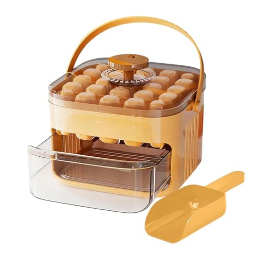 Ice Trays For Freezer With Lid And Bin - 2 In 1 Ice Maker With Storage Box | Double Layer 48 Grid Easy Press Release Tray | Larg