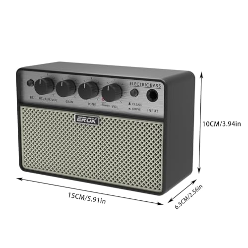 Image of EROK Mini Electric Guitar Amp, Portable Amplifier with 3.5mm Headphone /AUX Input, Compact Design for Practice & Small Gigs (Electric Bass)