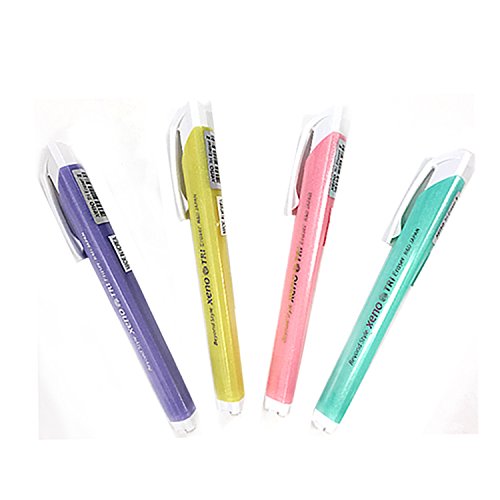Xeno Tri Knock Type Refillable Eraser Holder with PVC-Free Eraser Lead Refill : 1 Eraser with Refill 1 Set