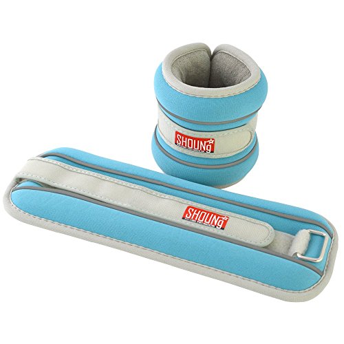 SHOUNg Reflective Ankle/Wrist Weights (1 Pair) with Adjustable Strap for Fitness, Workout, Exercise, Walking, Jogging, Gymnastics, Aerobics and Gym (Aqua, 4lbs)