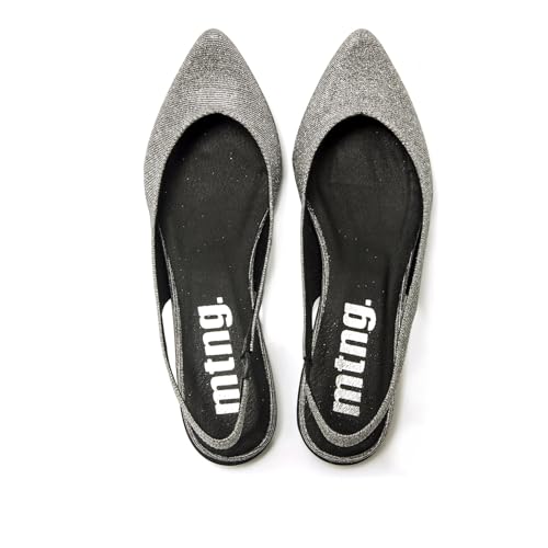 Mtng Para Mujer. 54571 Zapatos Loana Plateado (38), Plata, Tela, Plano, 1 A 3Cm, Ninguno, Casual - 4