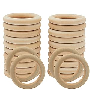 Wednesday Houten ringen om te knutselen, 55 mm, 24 stuks, houten ringen, voor knutselen en aansluitstukken, sieraden…