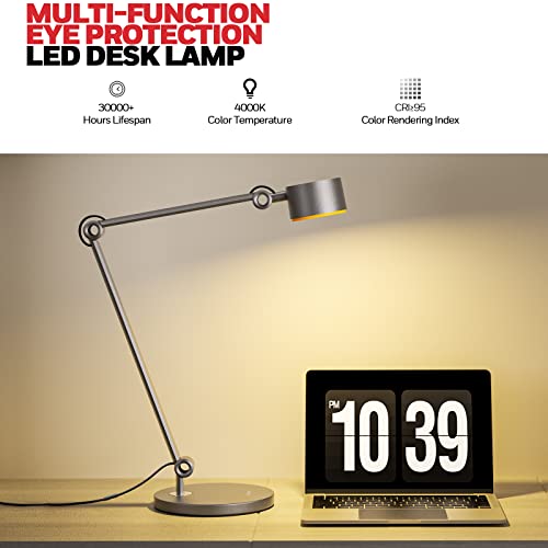 Honeywell LED Desk Lamp Office - 01A Sunturalux™ Dimmable Desk Light with CRI95 Eye-Care No Blue Light 4000K Natural Light, Full Metal Adjustable Swing Arm Table Light for Home Office Bedroom - Image 3