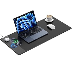 TopMade Wireless Charging Mouse Pad, Waterproof Gaming Mousepad with Ultra-Smooth Surface, Non-Slip Base, 31.5″x15.75″ XXL Large Desk Pad, Classic Black Computer Desk Mat for MacBook, PC, Laptop