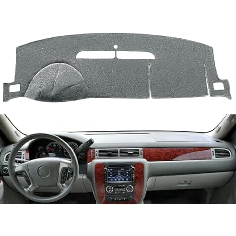 Dashboard Cover Dash Mat Fit for 2007-2014 Chevy Chevrolet Tahoe Suburban,2007-13 Chevy Avalanche Silverado 1500 2500 3500 LTZ /2007-13 GMC Sierra SLT Denali,2007-14 GMC Yukon XL (Dark Gray) Y24 Cover