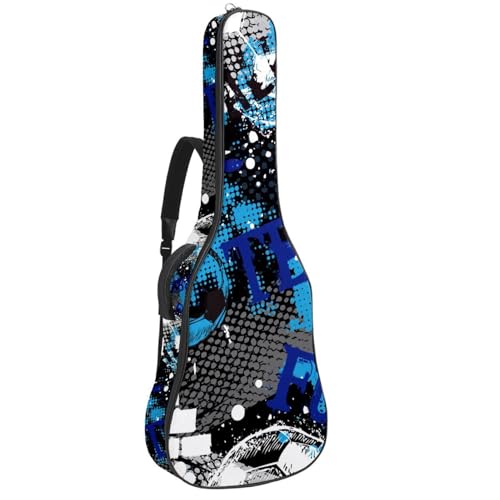 Housse de guitare acoustique 41 pouces bleu marine à motif de grue