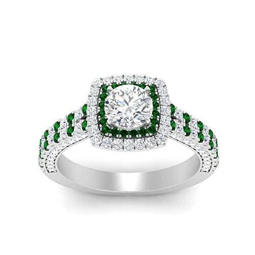 Image of 55Carat Choose Your Gemstone Double Band Square Halo Diamond CZ Ring 925 Sterling Silver Round Shape Halo Engagement Rings Everyday Jewelry Wedding Jewelry Handmade Gifts for Wife US Size 4 to 12