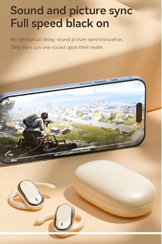 Image of S300 OWS Open Ear Wireless Earbuds with Display, ENC Mic for Crystal-Clear Calls, 60hr Playtime with Type-C Fast Charging, BT5.4 Gaming Bluetooth Earphones, Touch Control Sports Headphone. Black